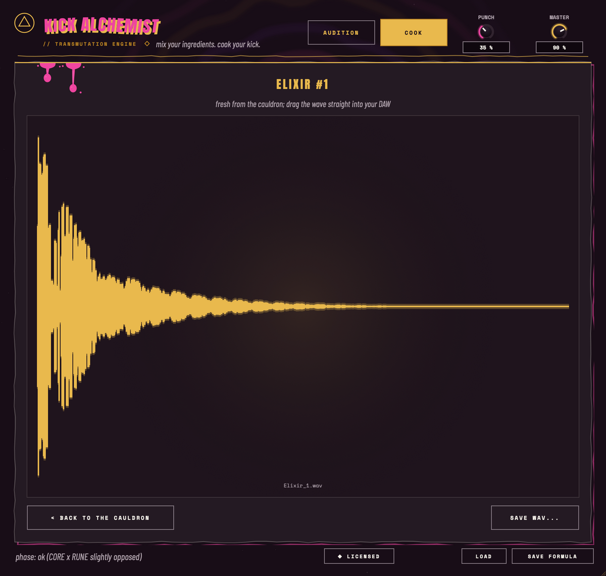 COOK render bouncing a layered kick to a single sample in Kick Alchemist