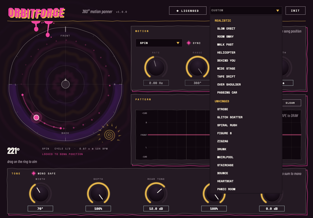 OrbitForge presets for orbit and ping-pong motion